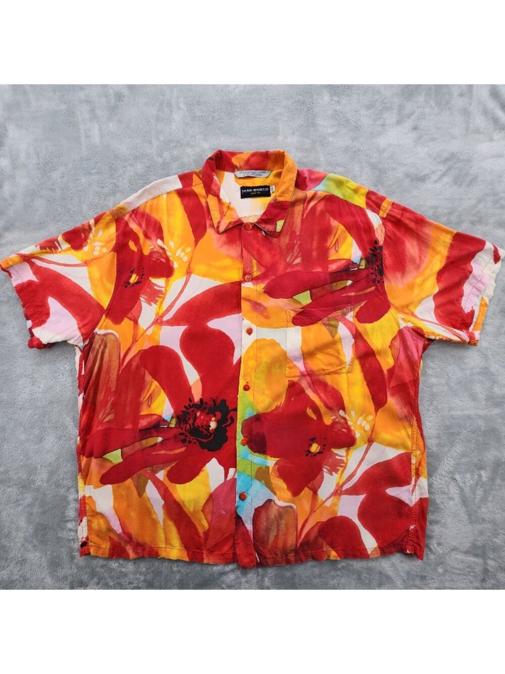 Vintage Jams World Desire Hawaiian Shirt XXL Floral Watercolor Art Resort Cruise